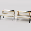 Two Modern Wooden Benches With Black Metal Legs And Minimalist Design