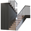 modern stair stairwell corner stair stair handrail 3d model