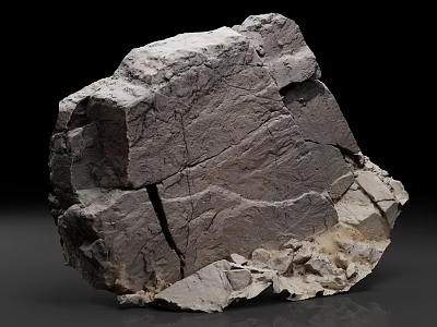 Natural Rock Specimen With Rough Surface Texture And Visible Cracks 3d model