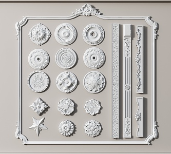 European-style carved plaster lines 3d model