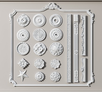 European-style carved plaster lines 3d model