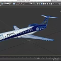 ERJ 135 Airplane With White And Dark Blue Fuselage Windows Wings And Tail