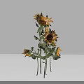 Vibrant Yellow Sunflowers Bouquet with Green Stems and Lush Fresh Leaves