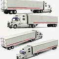 White Commercial Cargo Truck With Red Stripe Trailer For Transportation And Logistics