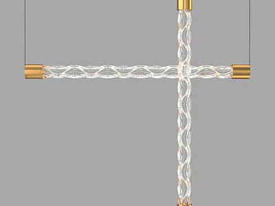 Modern Cross Shaped Chandelier With Woven Design And Golden Accents For Contemporary Interior Decor 3d model