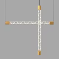 Modern Cross Shaped Chandelier With Woven Design And Golden Accents For Contemporary Interior Decor