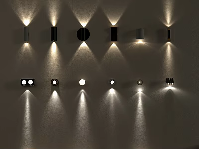 Modern Wall Mounted Lighting Fixture Combination With Various Styles Different Shapes And LED Lights 3d model