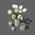 Decorative Ornaments Set With Geometric Vase White Tulips Perfume Bottles And Candle Holder