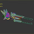 Advanced Futuristic Sci Fi Weapon Featuring Blue Cyan Glowing Elements And Mechanical Design Structure 3d model
