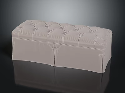 Beige Tufted Upholstered Sofa Bench With Stitched Design For Living Room 3d model