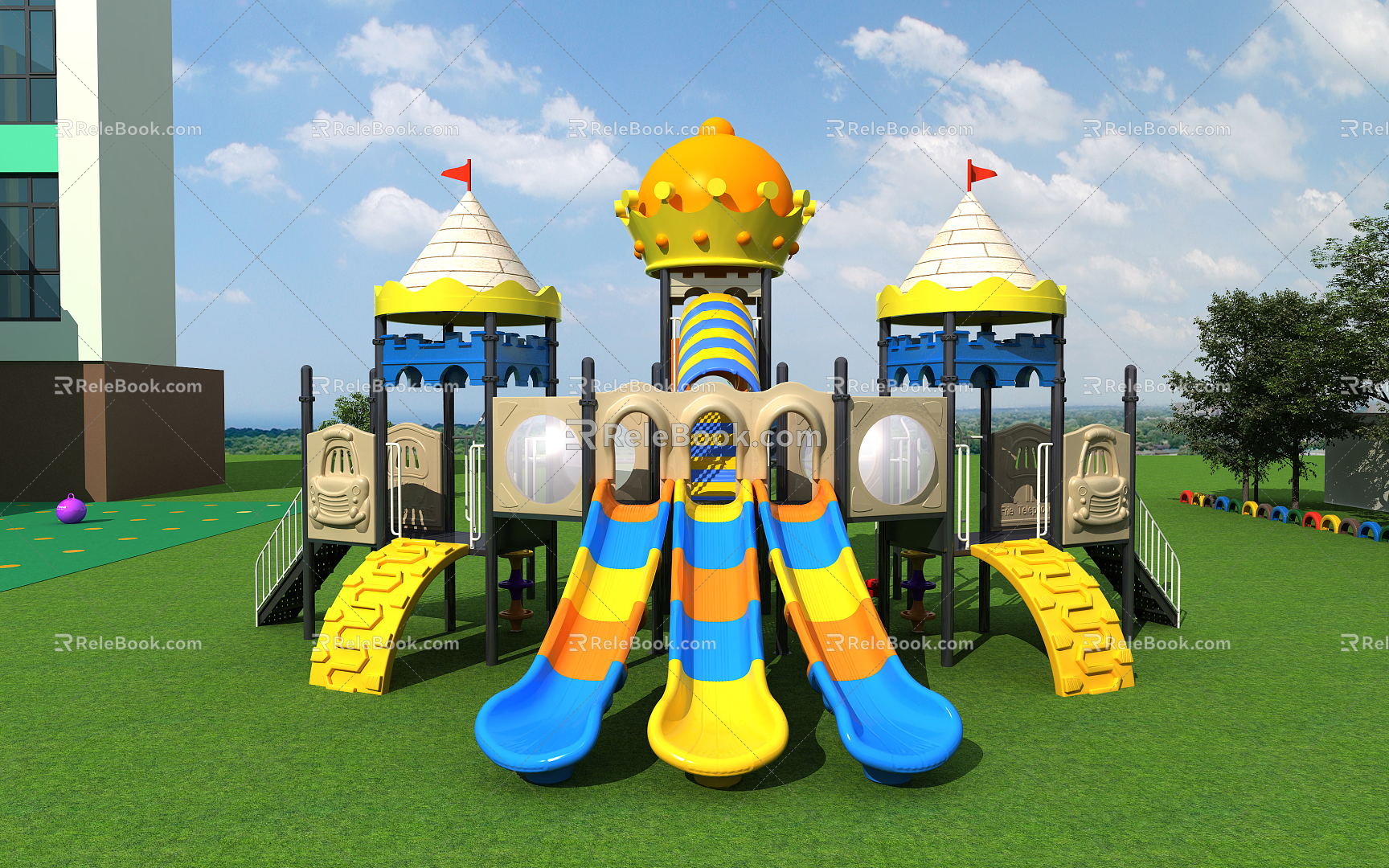 Modern slide children's slide plastic large toy amusement facilities 3d model