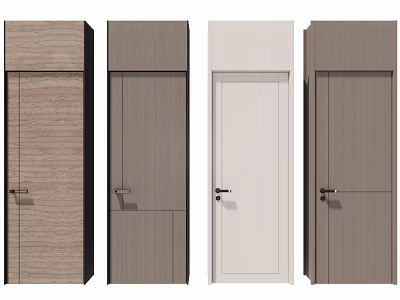 Hinged Doors With Modern Design Wooden And White Finishes Multiple Styles 3d model