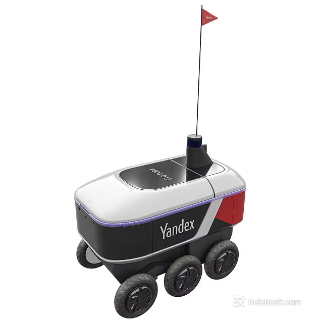 Yandex Smart Mobile Robot With Top Navigation Antenna And Modern Wheels Design 3d model 