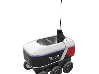 Yandex Smart Mobile Robot With Top Navigation Antenna And Modern Wheels Design 3d model