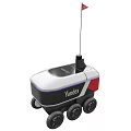 Yandex Smart Mobile Robot With Top Navigation Antenna And Modern Wheels Design