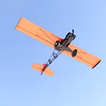Red Model Biplane Toy With Propeller Wings And Tail Design 3d model