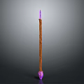 Magic Wand With Wooden Texture Brown Shaft And Purple Tips