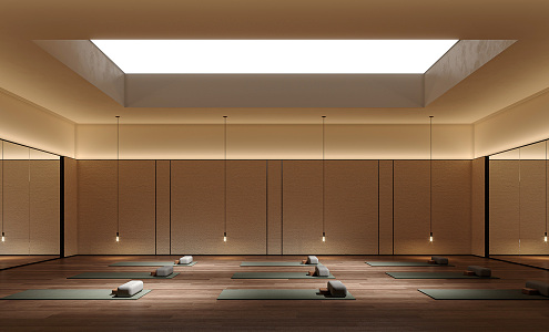 Modern Yoga Room Zen Yoga Room Mat Creative Training Room Yoga Room Yoga Mat Private Teaching Room 3d model