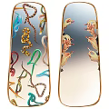 Decorative Mirror Featuring Colorful Snakes And Hands With Red Painted Nails Holding Cigarettes