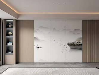 Living room background wall 3d model