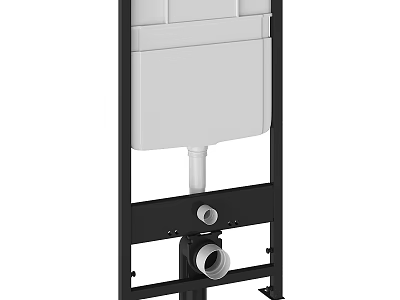 Wall Mounted Toilet Installation Frame With White Cistern Black Bracket And Pipes 3d model