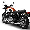 Vintage Motorcycle With Classic Design Orange White Color And Black Leather Seat