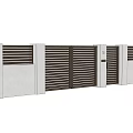 Minimalist Modern Building Exterior Wall With Slatted Gate And House Number 15