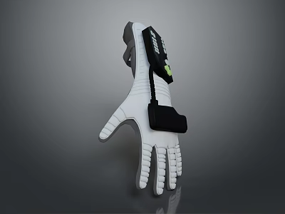 White Glove With Black Tech Attachment And Functional Sensor Design Features 3d model