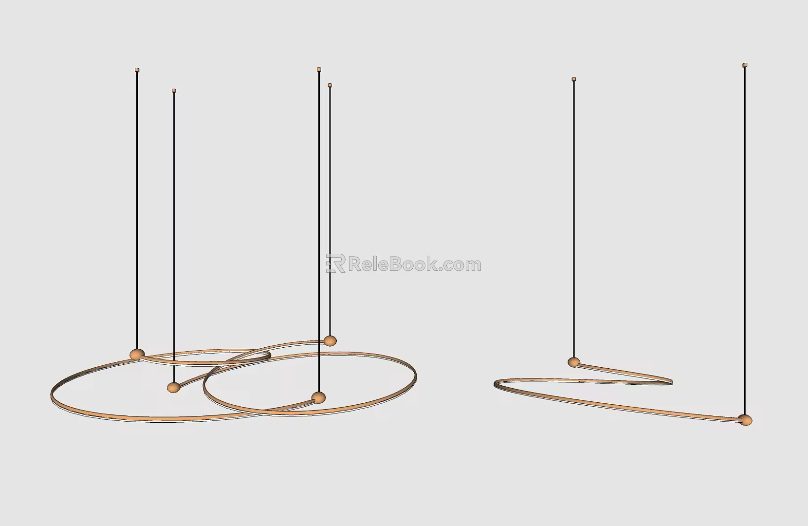 Modern chandelier simple streamlined chandelier combination 3d model