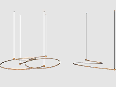 Modern Circular Ring Chandelier With Metal Frame Suspended In Interior Space 3d model