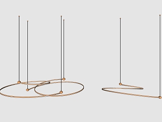 Modern chandelier simple streamlined chandelier combination 3d model