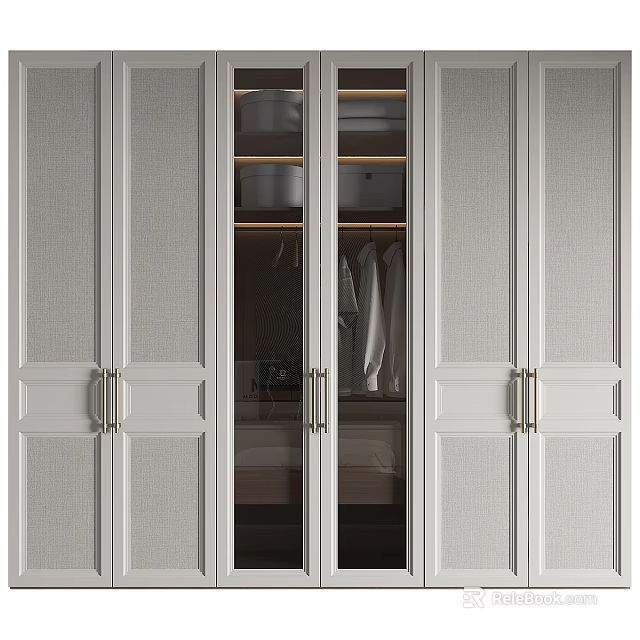 Modern Entryway Cabinet And Side Cabinet With Glass Doors Metal Handles And Storage Space 3d model 