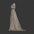 Elegant Beige Dress With Puffed Sleeves Fitted Waist And Pleated Skirt