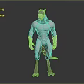 Futuristic Humanoid Creature Character With Silver White Body And Blue Glowing Lines