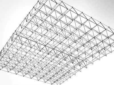 3D Geometric Architectural Grid Framework Featuring Interconnected Triangular Wireframe Design 3d model