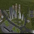 Aerial Planning of Modern Urban Residential Complex With High Rise Buildings Greenery and Roads