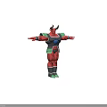 Muscular Red Horned Fantasy Creature Warrior With Armored Body And Open Arms