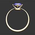 Elegant Gold Ring With Square Blue Gemstone And Claw Setting Design 3d model