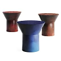 Modern Side Tables With Red Blue Brown Conical Base Round Top Matte Finish 3d model