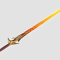 Intricate Fantasy Flame Patterned Sword With Golden Hilt And Red Blade 3d model