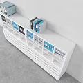 White Office Bookshelf With Open Shelves Blue Black Folders And Drawers