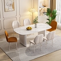 Modern Dining Table and Chair Combination Cream Dining Table and Chair Combination 3d model