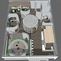 Modern Café Interior Design With Circular Seating Bar Counter And Wooden Flooring