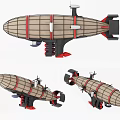 Electric Toy Zeppelin Model with Detailed Striped Design and Three Different Angles 3d model