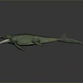 Prehistoric Marine Reptile Model With Green Body Open Mouth And Fins