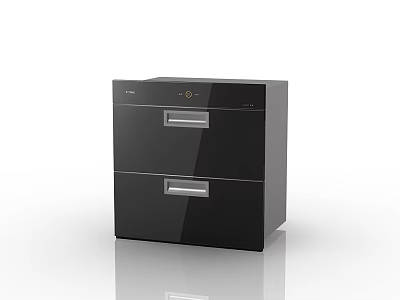 Black Double Drawer Kitchen Appliance With Glass Front And Control Panel 3d model