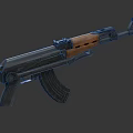 Classic Military Assault Rifle With Wooden Stock Metal Body And Magazine