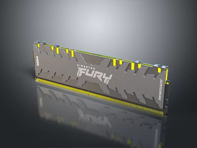 High Performance Kingston FURY Computer RAM With Gray Yellow Heat Spreader Design For Desktop PC 3d model