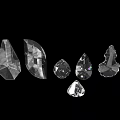 Faceted Crystal Decorative Ornament Set Featuring Various Teardrop Geometric Shapes