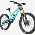 Light Blue Mountain Bike Equipped With Suspension And Large Tires